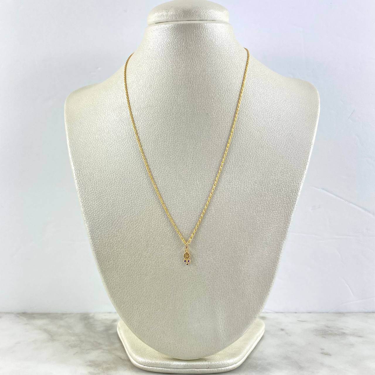 Cadena Lazo 0.9gr / 45cm + Dije Paleta 0.25gr / 1.4cm Circones Azul Oro Amarillo (Oferta)