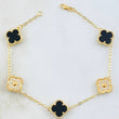 Pulso Trebol Onix Negro Diamantado 10gr / 20cm / Oro Amarillo Nac.Esp. 18K ©