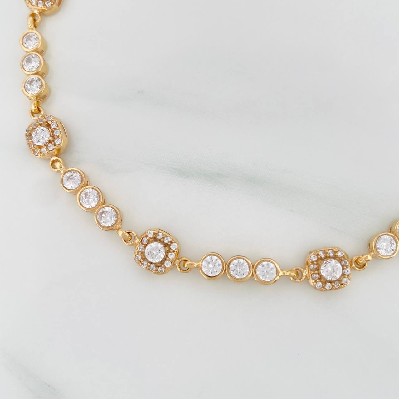 Pulso Tennis Halo 10 g / 20 cm / 6.4 mm Oro Amarillo 18K