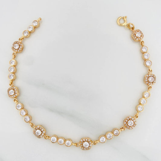 Pulso Tennis Halo 10 g / 20 cm / 6.4 mm Oro Amarillo 18K
