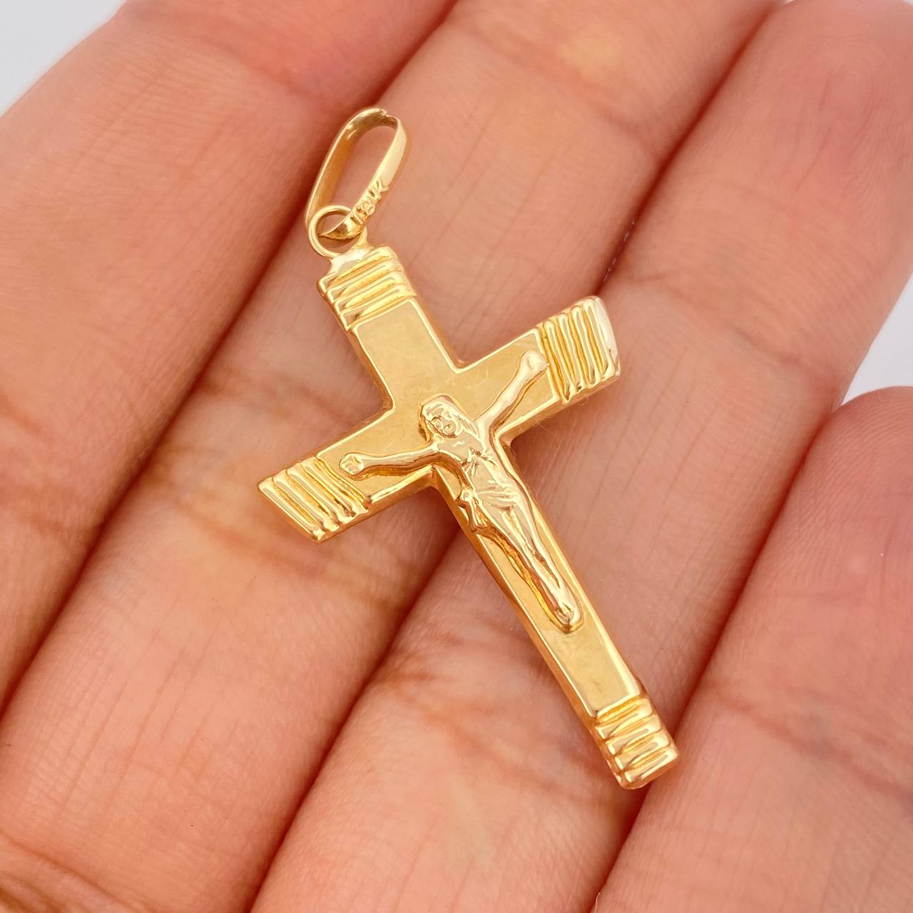 Dije Cruz Cristo 1.55gr / 4cm-Oro Amarillo 18K &