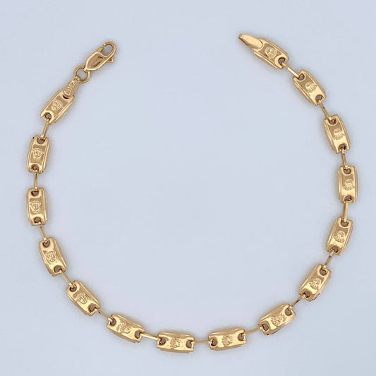 Pulso Rustico Corona 3.95gr / 21cm / 4mm Oro Amarillo 18K &