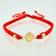 Pulsera Roja Virgen Guadalupe 3mm-4mm 4 Und Bolas Diamantada Oro Amarillo 18K (A.C)