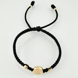 Pulsera Negra San Miguel 3mm-4mm 4 Und Bolas Diamantadas Oro Amarillo 18K (A.C)