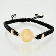 Pulsera Negra Virgen Guadalupe 3mm-4mm 4 Und Bolas Diamantada Oro Amarillo 18K (A.C)