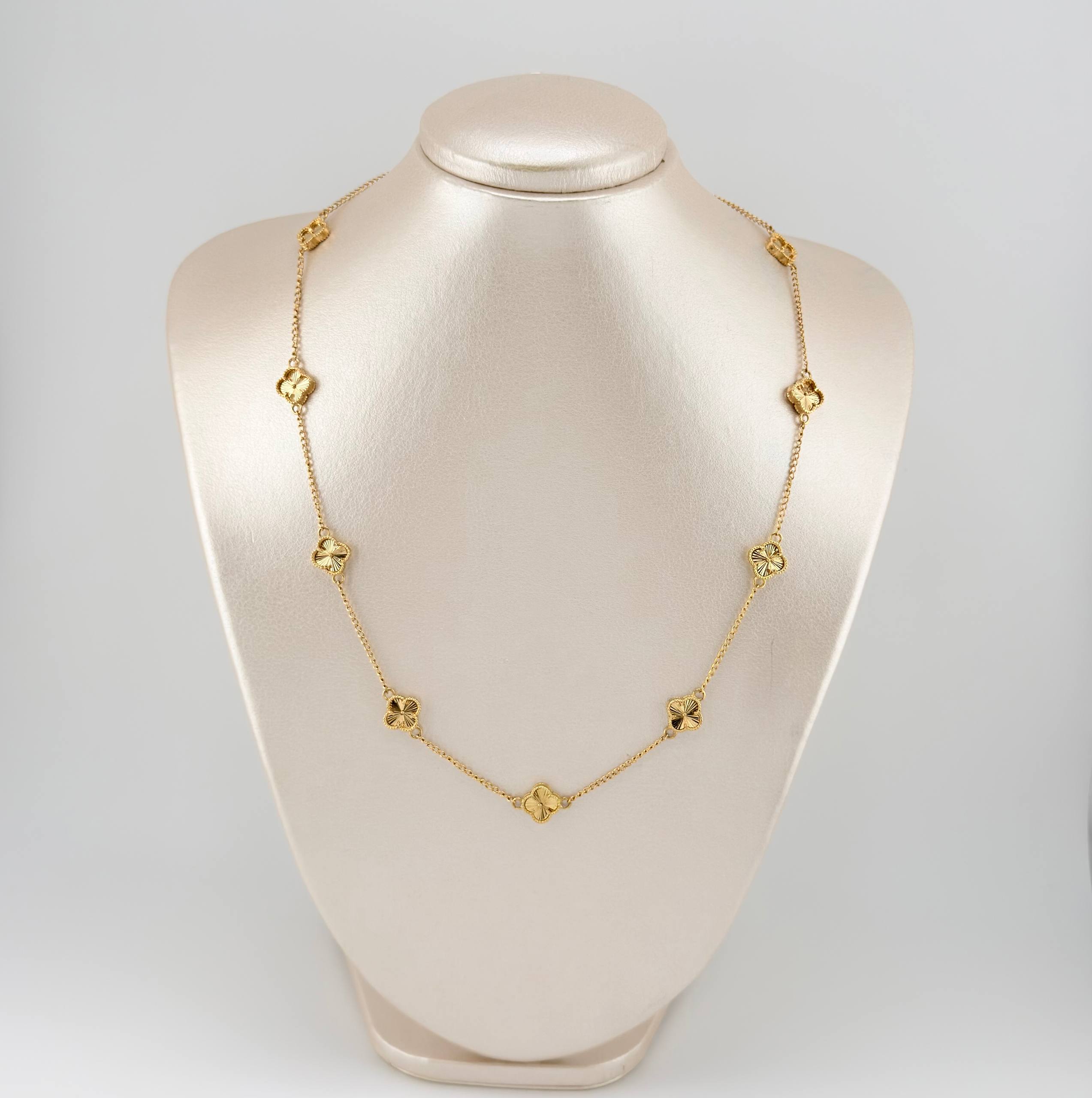 Cadena Trebol Diamantado  12.85gr / 50cm / 10mm Oro Amarillo Nac.Esp. 18K