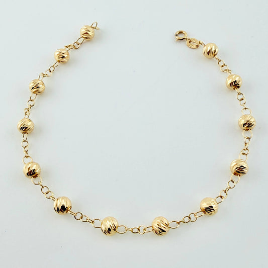 Pulso Denario Virgen Milagrosa Cruz Cristo 3.85gr / 19cm / 5mm Oro Amarillo 18K *