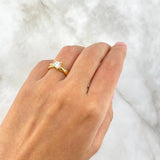 Anillo Solitario Garras Cruzadas 2.8gr / T7 / Circon Blanco Blancos Oro Amarillo