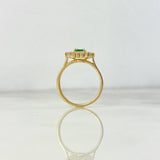 Anillo Solitario Halo Tupido 3.9gr / T7 1/4 / Circones Blancos Verde Oro Amarillo 18K ©