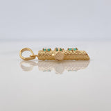 Dije Cruz Tronco Esmeraldas 14Pts 1.3 g / 2.3 cm Oro Amarillo 18K