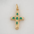 Dije Cruz Tronco Esmeraldas 14Pts 1.3 g / 2.3 cm Oro Amarillo 18K