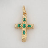 Dije Cruz Tronco Esmeraldas 26Pts 1.75 g / 2.7 cm Oro Amarillo 18K