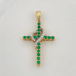 Dije Cruz Corazon Esmeraldas 1,20Qts Diamantes 50Pts 3 g / 3.5 cm Dos Oros Amarillo Blanco 18K