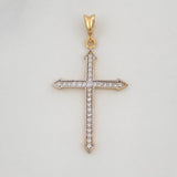 Dije Cruz Tupida Diamantes 19Pts 1.15 g / 3.3 cm Dos Oros Amarillo Blanco 18K