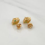 Topos Rombos Esmeraldas 57Pts Diamantes 18Pts 3.1 g / 9 mm  Dos Oros Amarillo Blanco 18K