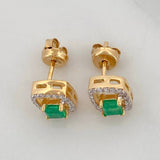 Topos Rombos Esmeraldas 57Pts Diamantes 18Pts 3.1 g / 9 mm  Dos Oros Amarillo Blanco 18K