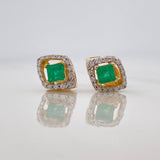 Topos Rombos Esmeraldas 57Pts Diamantes 18Pts 3.1 g / 9 mm  Dos Oros Amarillo Blanco 18K