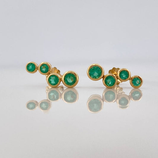 Topos Circulos Esmeraldas 64Pts 2.25 g / 14 mm Oro Amarillo 18K