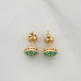 Topos Flor 14 Esmeraldas 62Pts 12 Diamantes 07Pts 2.2 g / 7.5 mm  Dos Oros Amarillo Blanco 18K