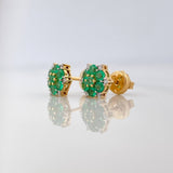 Topos Flor 14 Esmeraldas 62Pts 12 Diamantes 07Pts 2.2 g / 7.5 mm  Dos Oros Amarillo Blanco 18K
