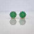 Topos Flor 14 Esmeraldas 62Pts 12 Diamantes 07Pts 2.2 g / 7.5 mm  Dos Oros Amarillo Blanco 18K