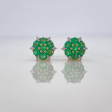 Topos Flor 14 Esmeraldas 62Pts 12 Diamantes 07Pts 2.2 g / 7.5 mm  Dos Oros Amarillo Blanco 18K