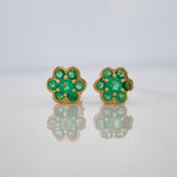 Topos Flor Esmeraldas 59Pts 1.9 g / 7.5 mm Oro Amarillo 18K