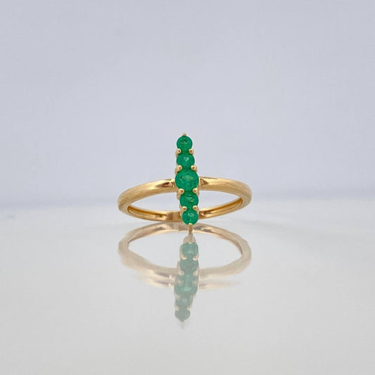 Anillo Lineal Esmeraldas 30Pts 2.2 g / T5 3/4 Oro Amarillo 18K