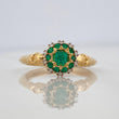 Anillo Flor Esmeraldas 28Pts Diamantes 05Pts 3.05 g / T6 Dos Oros Amarillo Blanco  18K