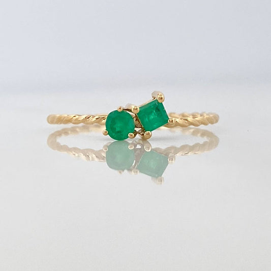 Anillo Figuras Esmeraldas 29Pts 0.95 g / T7 1/4 Oro Amarillo 18K