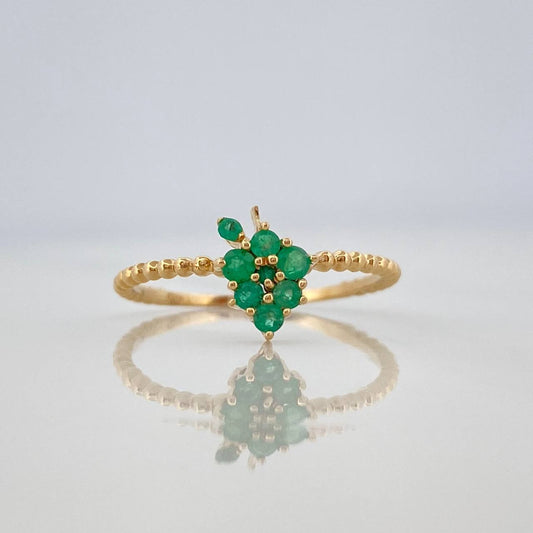 Anillo Uvas Esmeraldas 16Pts 1 g / T5 Oro Amarillo 18K