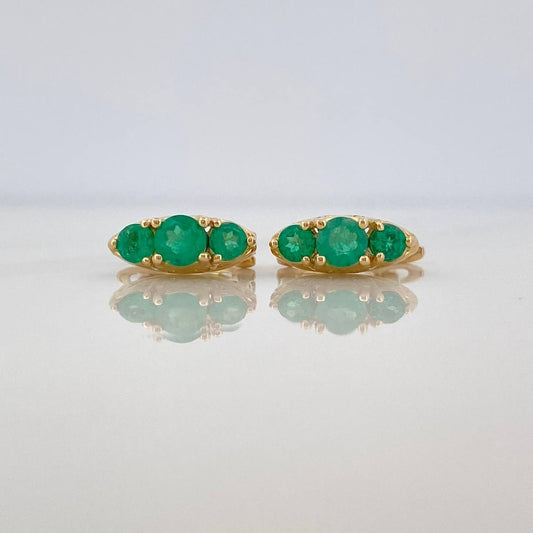 Candongas Trono Esmeralda 71Pts 2.65 g / 1.2 cm Oro Amarillo 18K