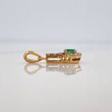 Dije Llave Esmeralda 11Pts Diamantes 07Pts 0.8 g / 1.7 cm  Dos Oros Amarillo Blanco 18K