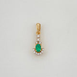 Dije Llave Esmeralda 11Pts Diamantes 07Pts 0.8 g / 1.7 cm  Dos Oros Amarillo Blanco 18K