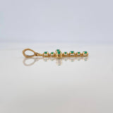 Dije Cruz Tupida Esmeraldas 22Pts 1 g / 3 cm Oro Amarillo 18K