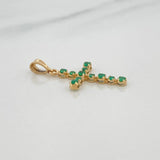 Dije Cruz Tupida Esmeraldas 22Pts 1 g / 3 cm Oro Amarillo 18K