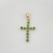 Dije Cruz Tupida Esmeraldas 22Pts 1 g / 3 cm Oro Amarillo 18K