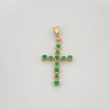 Dije Cruz Tupida Esmeraldas 22Pts 1 g / 3 cm Oro Amarillo 18K