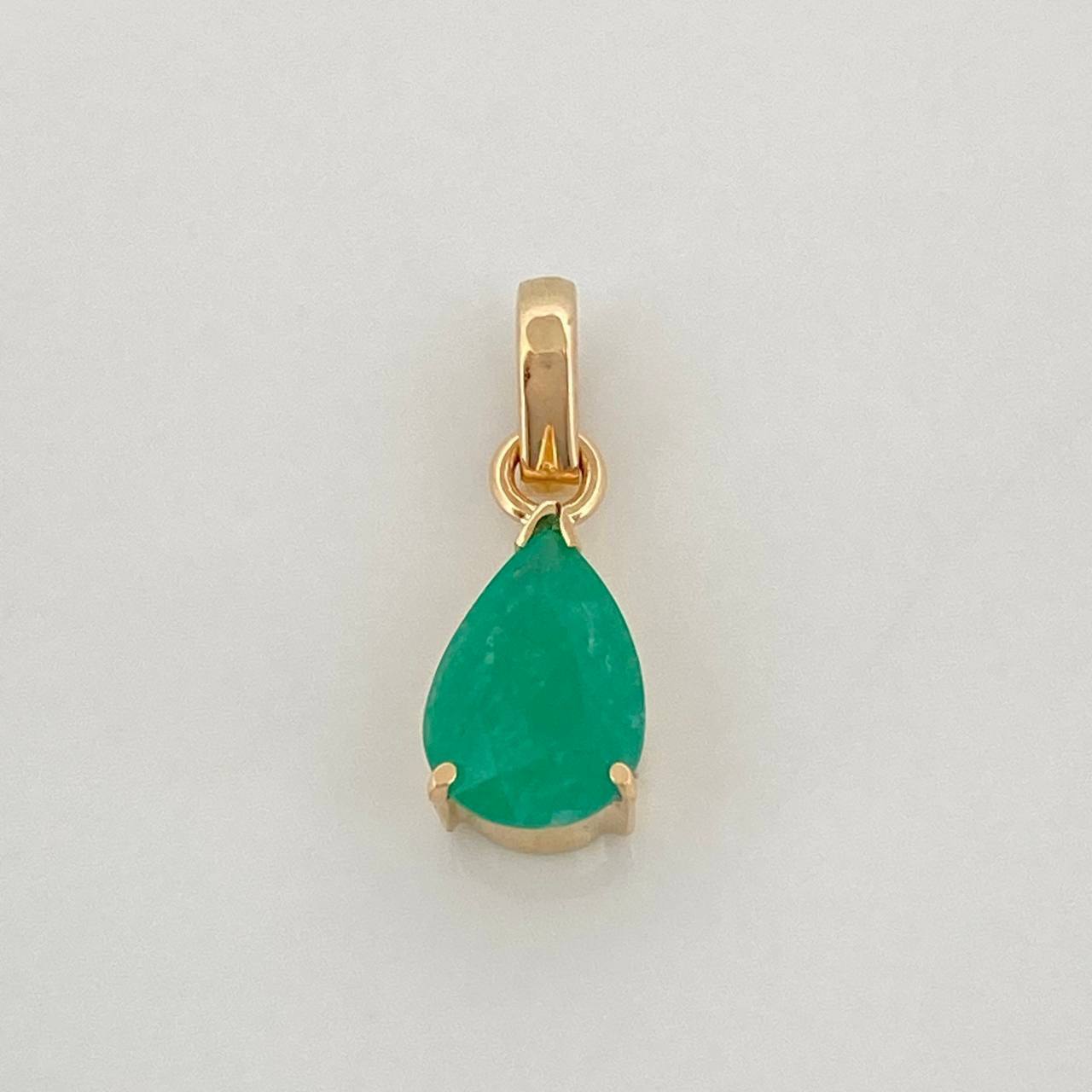 Dije Lagrima Esmeralda 88Pts 0.9 g / 1.7 cm Oro Amarillo 18K