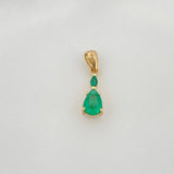 Dije Lagrima Esmeralda 77Pts 1.05 g / 2 cm Oro Amarillo 18K