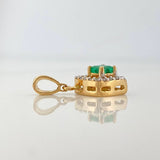 Dije Rombo Esmeralda 24Pts Diamantes 09Pts 1.4 g / 1.7 cm  Dos Oros Amarillo Blanco 18K