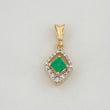 Dije Rombo Esmeralda 24Pts Diamantes 09Pts 1.4 g / 1.7 cm  Dos Oros Amarillo Blanco 18K