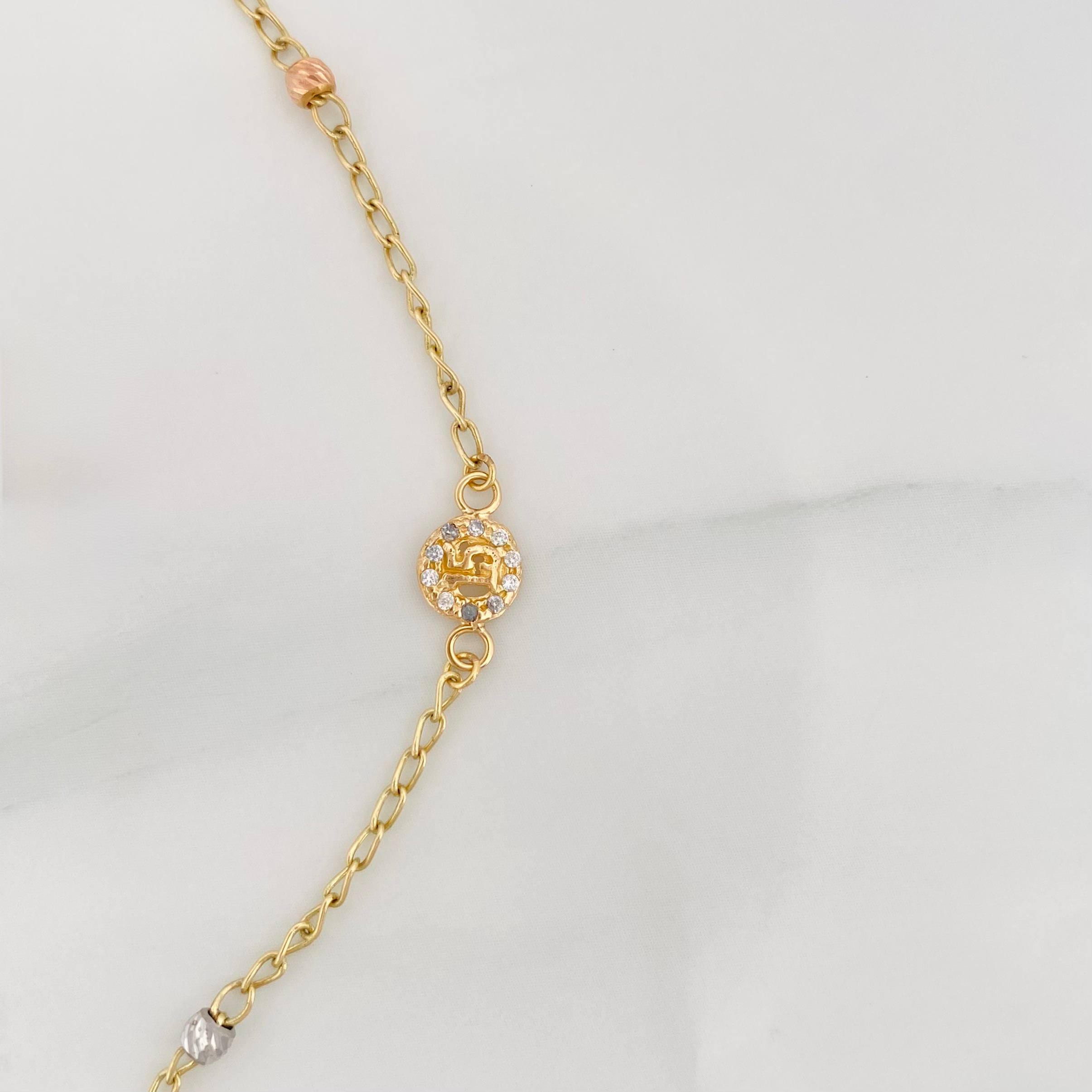 Tobillera Espiga Corona 2.5 g / 25.5 cm / 1.4 mm Tres Oros 18K