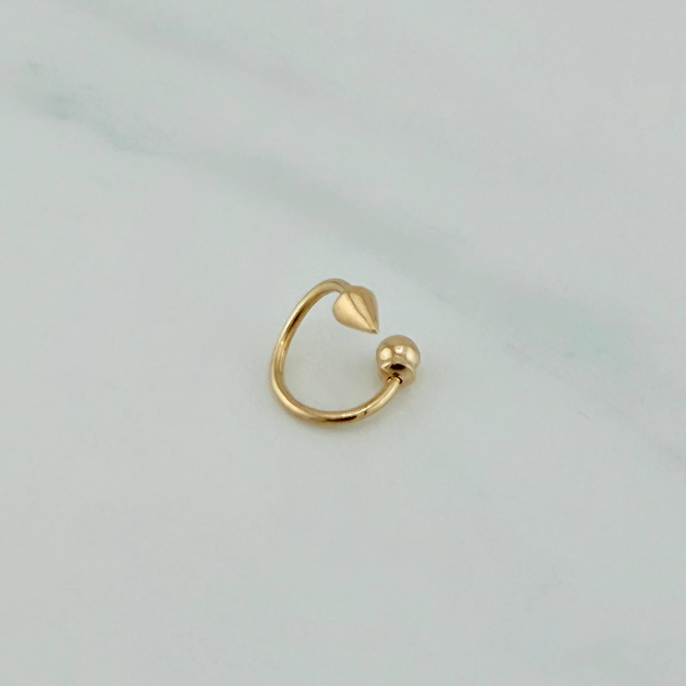 Piercing Punta Flecha Bola Espiral 0.65 g / 1 cm Oro Amarillo 18K