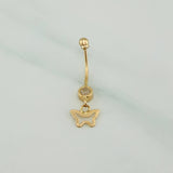 Piercing Bisel Mariposa 0.7 g / 2.05 cm Oro Amarillo 18K