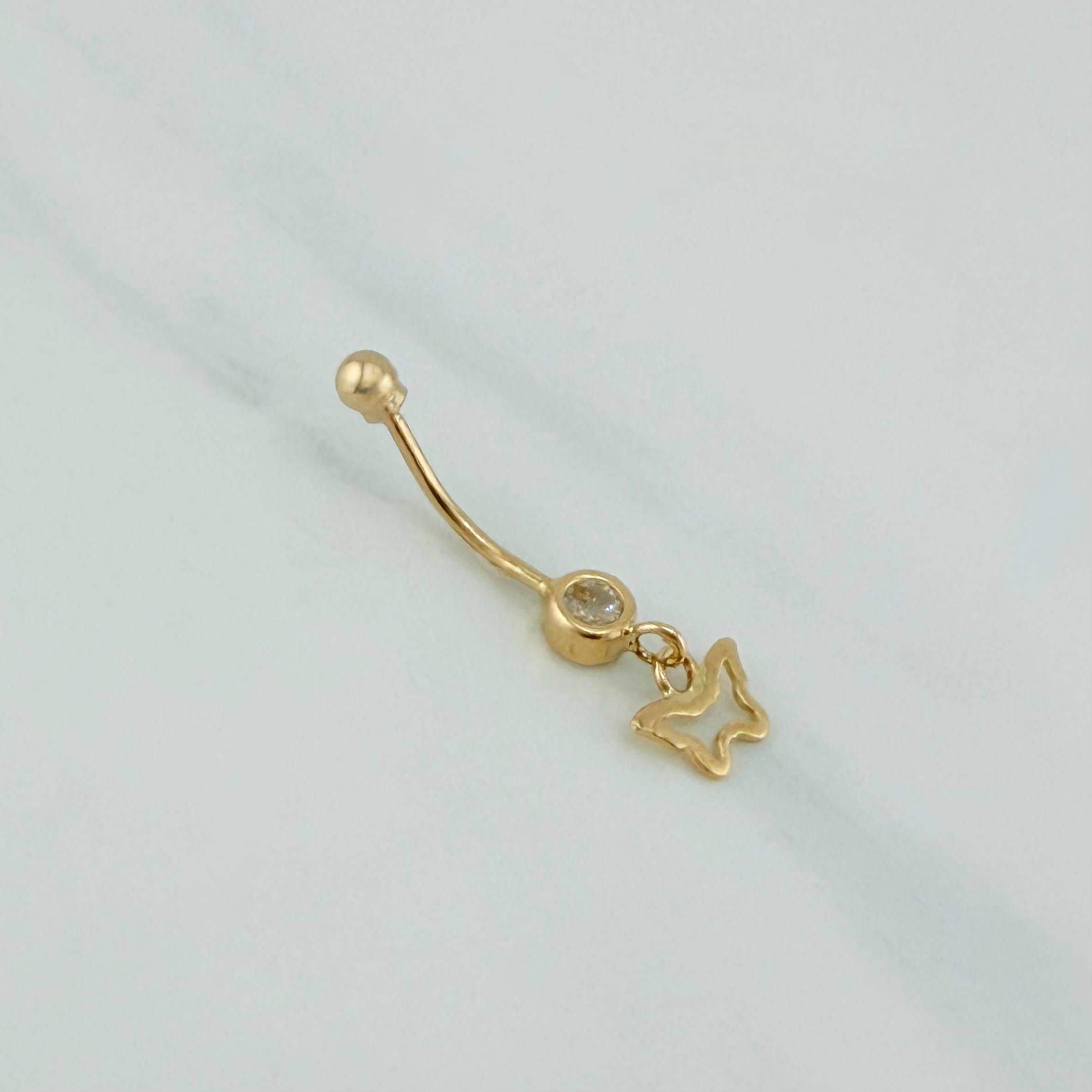 Piercing Bisel Mariposa 0.7 g / 2.05 cm Oro Amarillo 18K