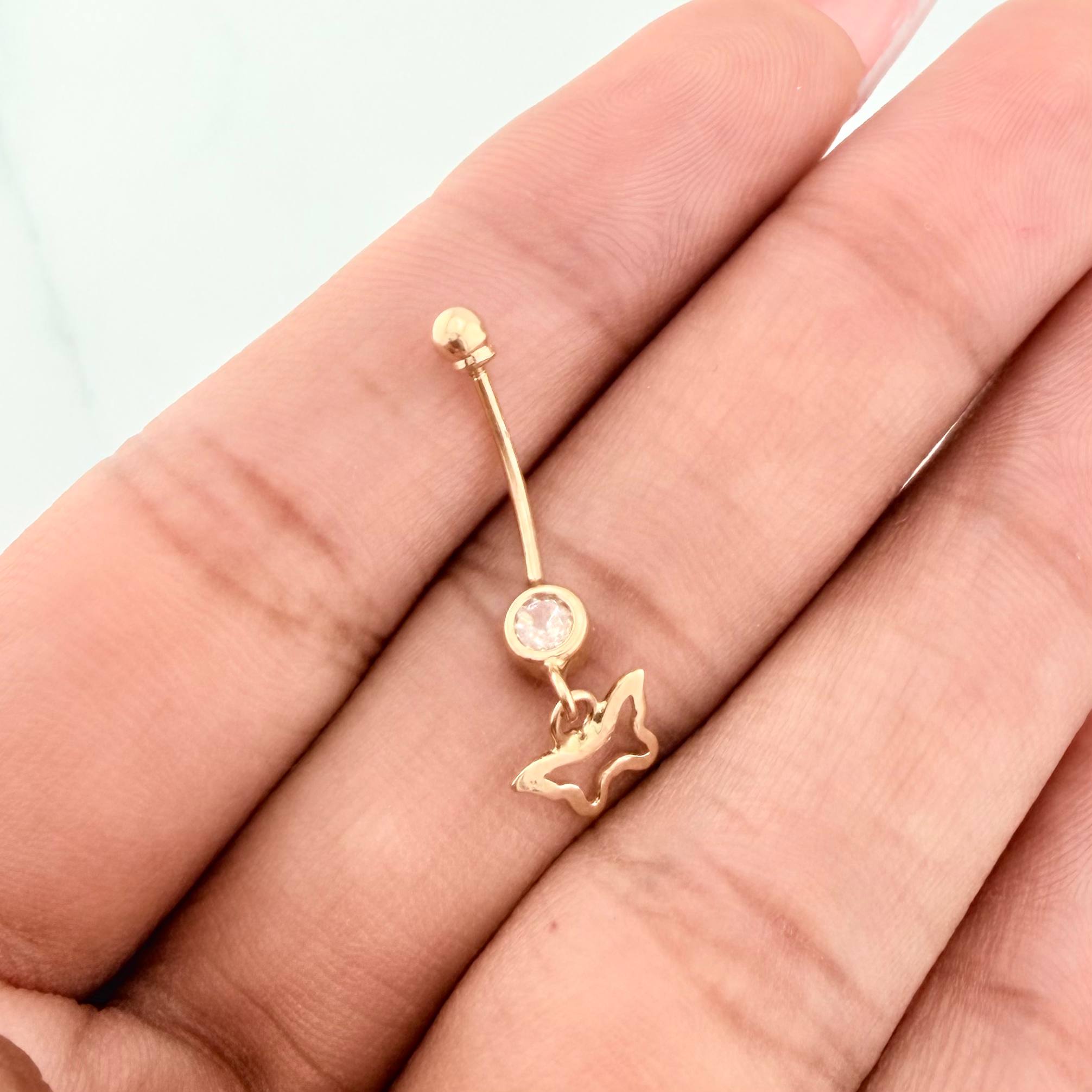 Piercing Bisel Mariposa 0.7 g / 2.05 cm Oro Amarillo 18K