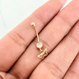 Piercing Bisel Mariposa 0.7 g / 2.05 cm Oro Amarillo 18K