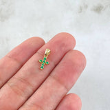 Dije Cruz Punteada Esmeraldas 12pts 0.5gr / 1.4cm / Oro 18K ©