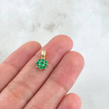 Dije Flor Margarita Esmeraldas 24pts 0.95gr / 1.3cm / Oro 18K ©